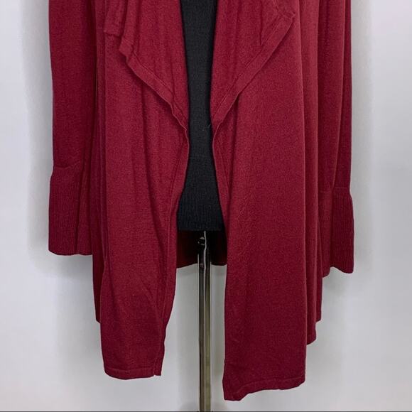 WHBM maroon open front waterfall bell sleeve cardigan size Extra Small XS - Picture 4 of 12